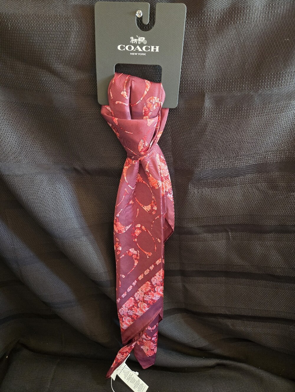 Coach Rose Red/Pink Floral Signature Silk Scarf NWT